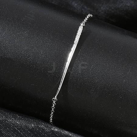 Brass Micro Pave Clear Cubic Zirconia Link Bracelets BJEW-E114-01B-P-1