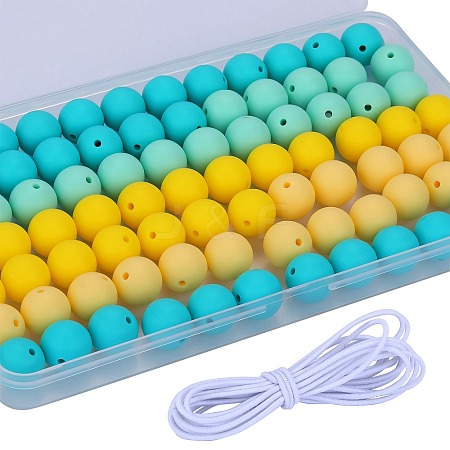 80Pcs 4 Style Round Silicone Focal Beads SIL-SZ0001-22K-1