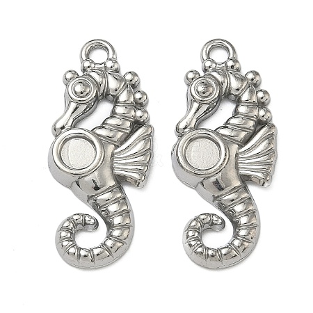 304 Stainless Steel Pendant Cabochon Settings STAS-P446-02P-1