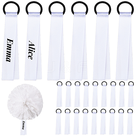 24Pcs Polyester Cheerleader Pom Poms Labels Ribbon FIND-CN0002-33B-1