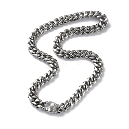 304 Stainless Steel Cuban Link Chain Necklaces NJEW-P288-26P-1