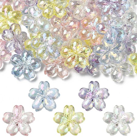 40Pcs 5 Colors UV Plating Transparent Acrylic Beads OACR-FS0002-86-1
