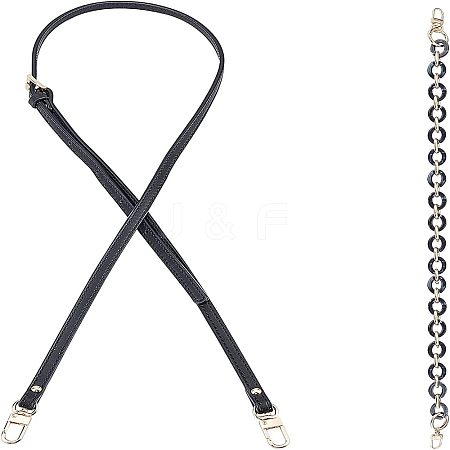 2Pcs 2 Style Adjustable Leather & Acrylic Cable Chain Bag Handles FIND-PH0005-19-1