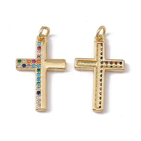 Brass Micro Pave Colorful Cubic Zirconia Pendants KK-G439-37G-1