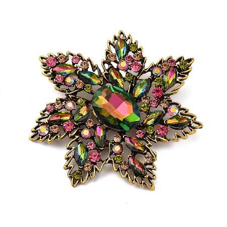 Retro Alloy Colorful Rhinestone Brooches JEWB-I034-30AG-1