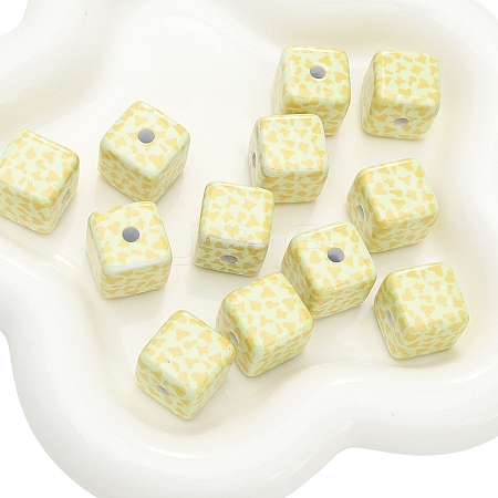 Acrylic Square Floral Beads PW-WGD1F08-03-1