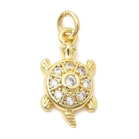 Brass Pave Clear Cubic Zirconia Pendants KK-G554-08F-G-1