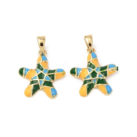Sea Animals Brass Enamel Pendants KK-F917-01A-02-1