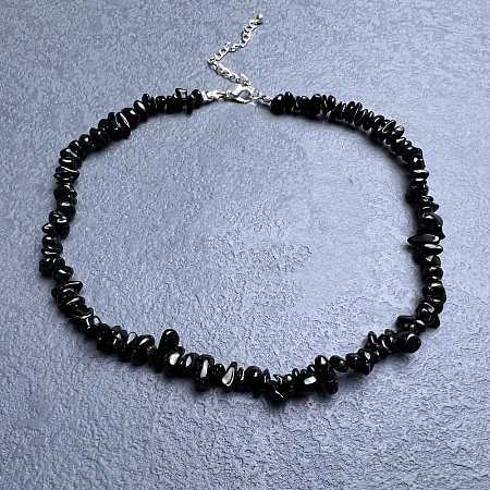 Natural Obsidian Chip Beaded Necklaces for Women IW6789-35-1