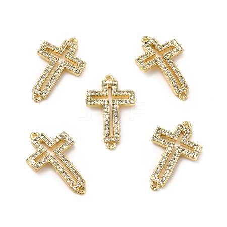 Brass Micro Pave Clear Cubic Zirconia Connector Charms LS-KK-E068-VB326-1