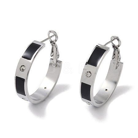 304 Stainless Steel Rhinestone Hoop Earrings for Women EJEW-L283-053P-02-1