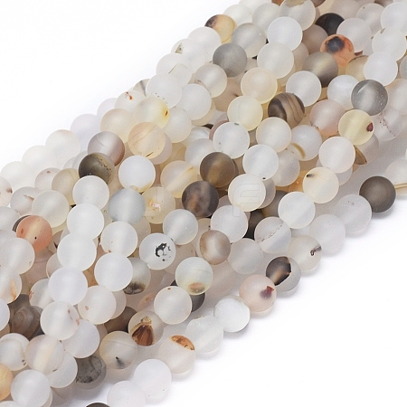 Natural Dendritic Agate Beads Strands G-D0005-21-6mm-1