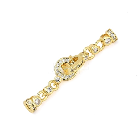 Brass Micro Pave Clear Cubic Zirconia Fold Over Clasps KK-H202-19G-1