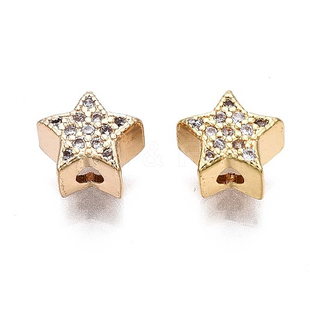 Brass Micro Pave Clear Cubic Zirconia Beads LS-KK-Q764-008-1