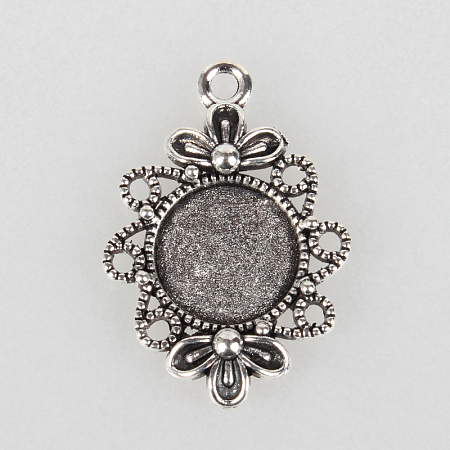Tibetan Style Filigree Alloy Pendant Cabochon Settings TIBEP-N003-58AS-1