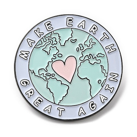 The Earth with Word Make Earth Great Again Enamel Pin JEWB-H010-01EB-02-1
