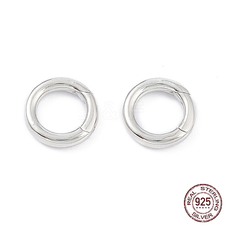 Rhodium Plated 925 Sterling Silver Spring Gate Rings STER-K173-27P-1