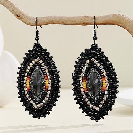 Bohemian Style Glass Bead Handmade Horse Eye Dangle Earrings for Women NQ6422-2-1