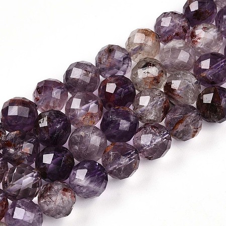 Natural Purple Lodolite Quartz/Purple Phantom Quartz Beads Strands G-T140-21C-1