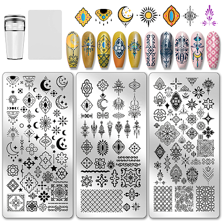 Stainless Steel DIY Nail Art Templates MRMJ-WH0092-181-1