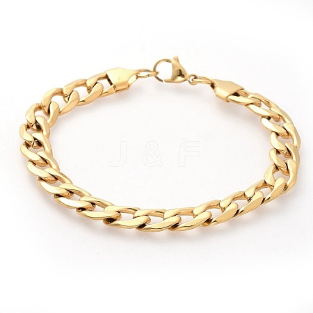 Men's 304 Stainless Steel Curb Chain Bracelets BJEW-G618-02G-1