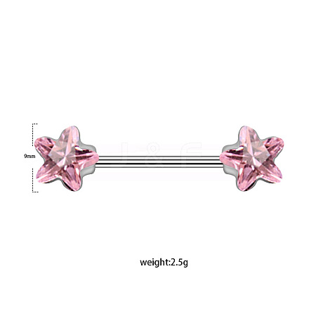 316L Stainless Steel Rose Rhinestone Flower Nipple Rings WGF1FC0-03-1