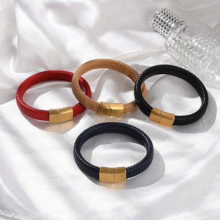 Braided Microfiber Leather Cord Bracelets for Men BJEW-Z081-08P-1