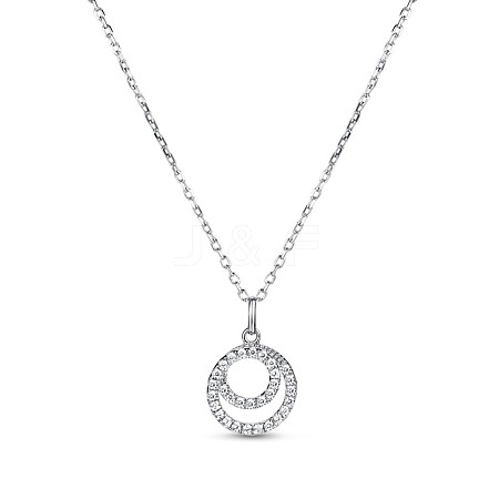 TINYSAND 925 Sterling Silver Cubic Zirconia Ring Pendant Necklaces TS-N318-S-1