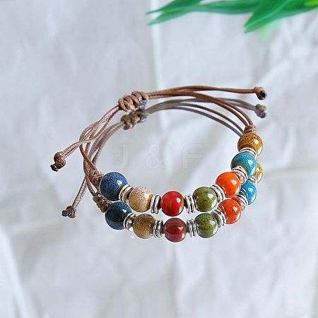 Round Ceramic Beads Braided Bead Bracelets FS-WGBFE2E-12-1
