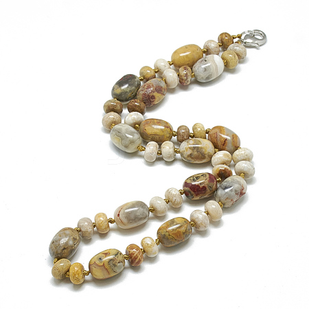 Natural Crazy Agate Beaded Necklaces NJEW-S390-26-1