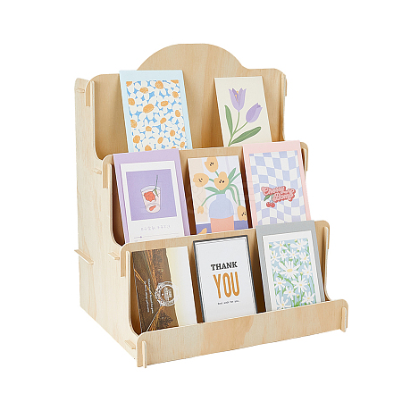 4-Tier Wood Postcard Display Riser Stands ODIS-WH0038-127-1