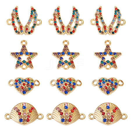  20Pcs 4 Styles Alloy Colorful Rhinestone Connector Charms FIND-TA0003-33-1