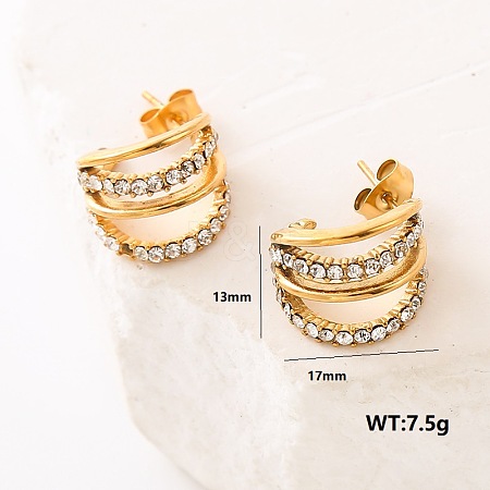Stainless Steel Multilayer C-Shaped Stud Earrings MN2078-2-1