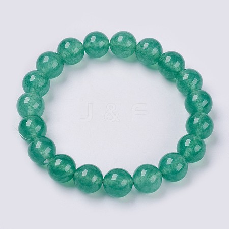 Natural Jade Beaded Stretch Bracelet BJEW-P213-10-8mm-1