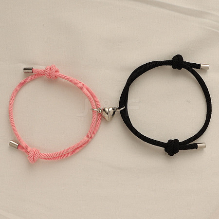 Alloy Heart-shaped Magnetic Braided Rope Bracelets for Couple Girlfriends WG59636-10-1
