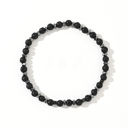 Natural Non-magnetic Hematite Beads Stretch Beads Bracelets for Women Men PL0145-1-1