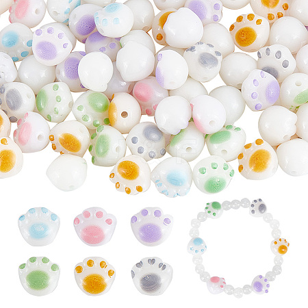 84Pcs 6 Colors Opaque Acrylic Beads OACR-GA0001-08-1