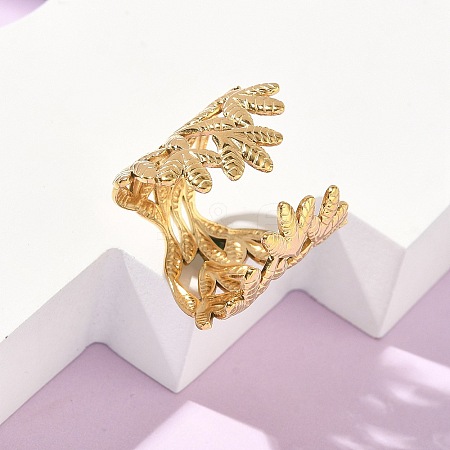 Adjustable 304 Stainless Steel Cuff Open Rings for Women LS-RJEW-Z122-03G-05-1