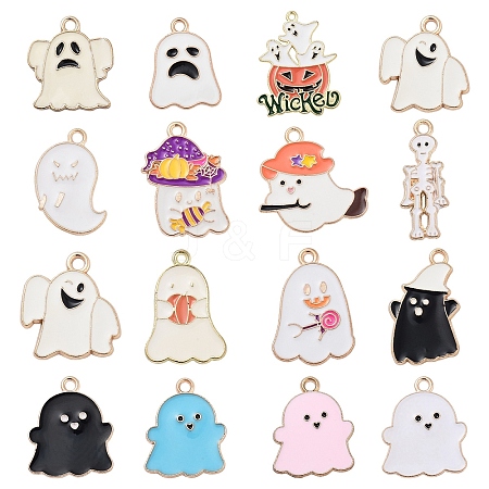 15Pcs 15 Styles Halloween Alloy Enamel Pendants FIND-YW0006-06-1