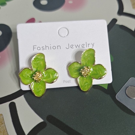 Alloy Enamel Stud Earrings with Brass Earring Pins FS-WGE19F2-09-1
