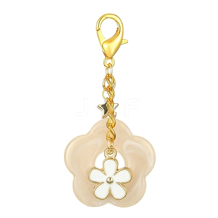 Acrylic Flower Pendants Decorations HJEW-JM01314-05-1