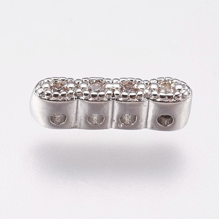 Brass Micro Pave Cubic Zirconia Spacer Bars KK-I614-038C-P-1