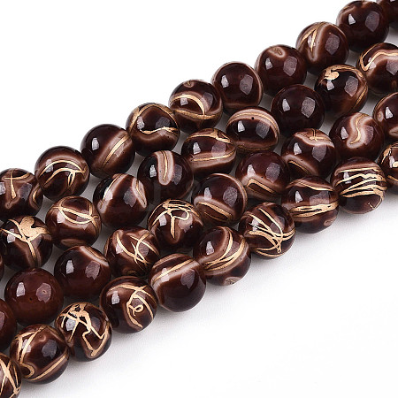 Baking Paint Glass Beads Strands DGLA-N010-10mm-08-1