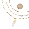 Natural Quartz Crystal Double Terminated Pointed Bullet Pendant 304 Stainless Steel & Brass Chain 3 Layer Necklaces for Women NJEW-JN05477-03-3