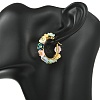 201 Stainless Steel & Resin Beaded Flower Hoop Earrings EJEW-JE07175-01-2