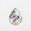 Butterfly Printed Glass Cabochons X-GGLA-N002-18x25-C-2