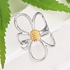 304 Stainless Steel Hollow Flower Open Cuff Rings RJEW-R018-02GP-3
