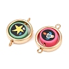 CCB Plastic Frame with Polymer Clay Space Theme Beads Flat Round Links Connector Charms KK-D103-10C-G-2