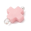 Synthetic Coral Dyed Pink Cross Charms PALLOY-JF04223-02-5