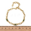 Oval & Paperclip Brass Micro Pave Cubic Zirconia Link Chain Bracelets for Women BJEW-D458-01G-05-3